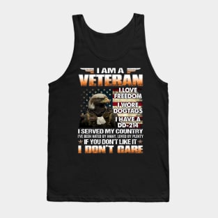 I Am A Veteran I Love Freedom I Wore Dogtags I Have A DD-214 Tank Top